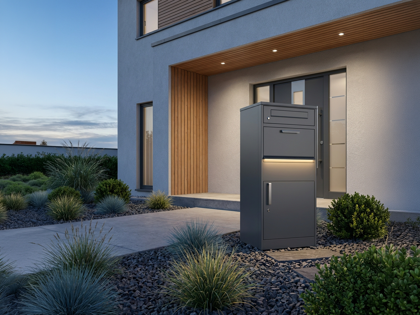 Anthracite Parcel And Letter Box | Intergrated Light