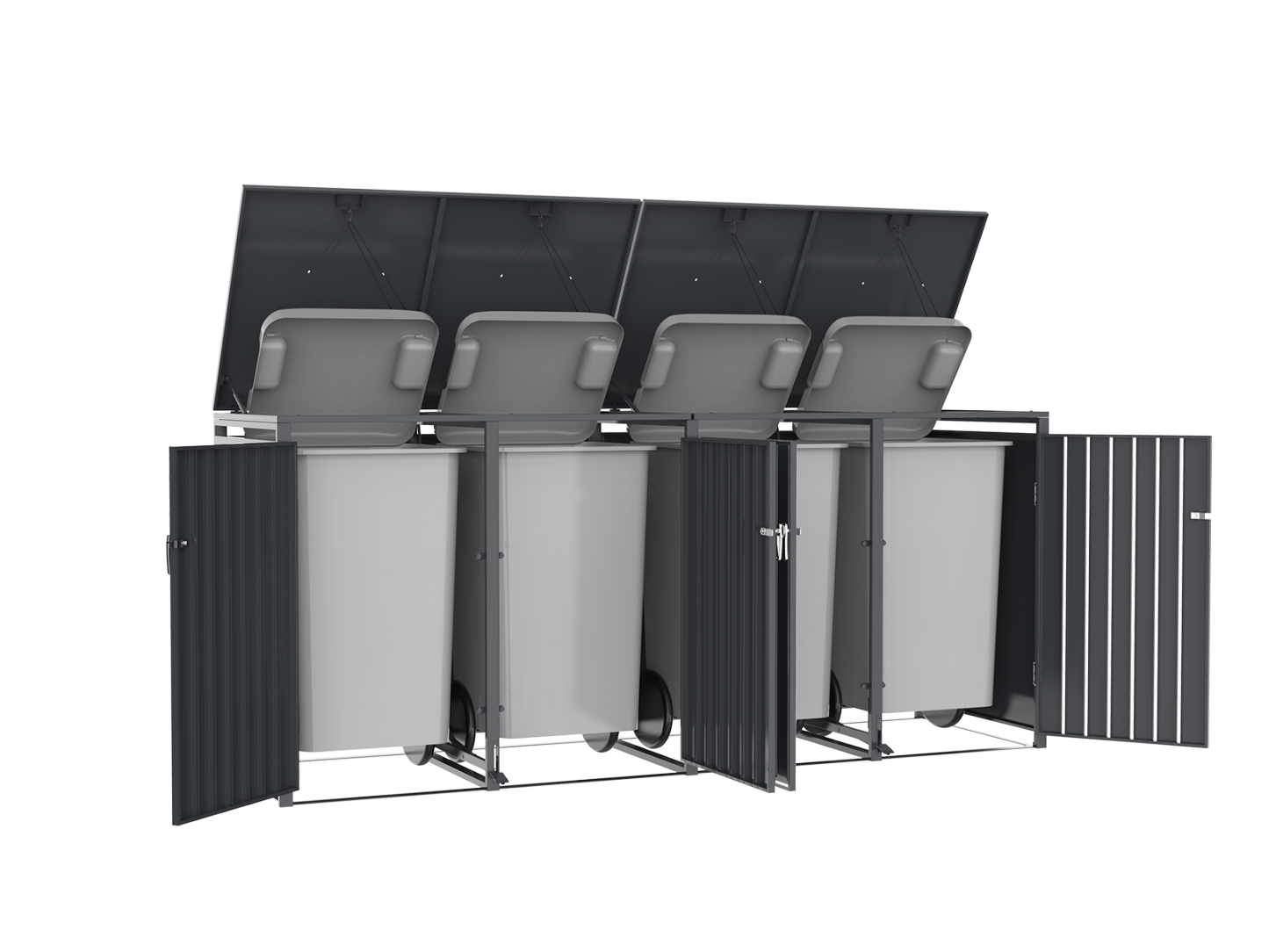 Anthracite Galvanized Steel Wheelie Bin Cover Pedal Opening | Quad