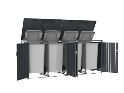 Anthracite Galvanized Steel Wheelie Bin Cover Pedal Opening | Quad