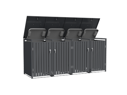 Anthracite Galvanized Steel Wheelie Bin Cover Pedal Opening | Quad