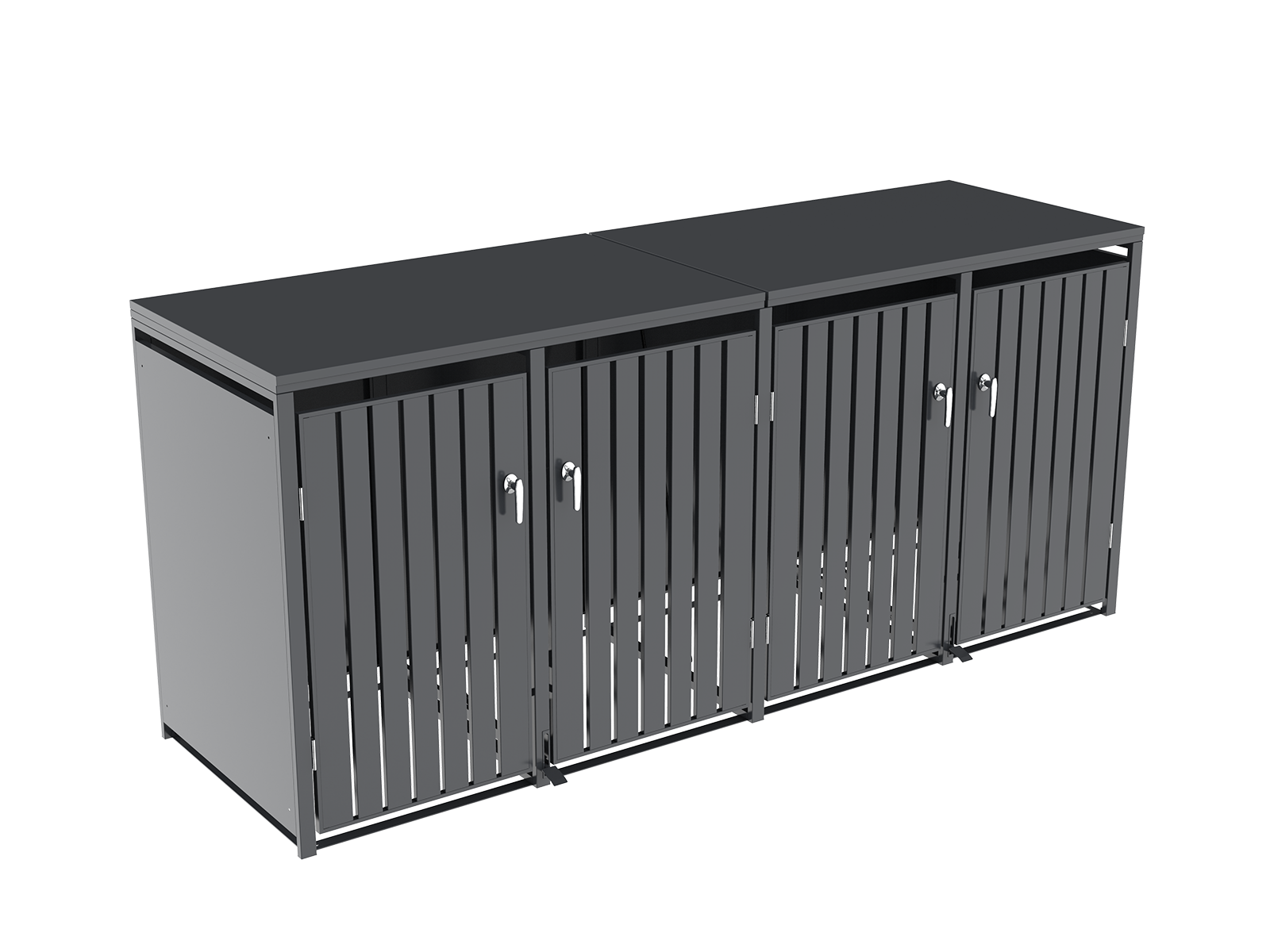 Anthracite Galvanized Steel Wheelie Bin Cover Pedal Opening | Quad