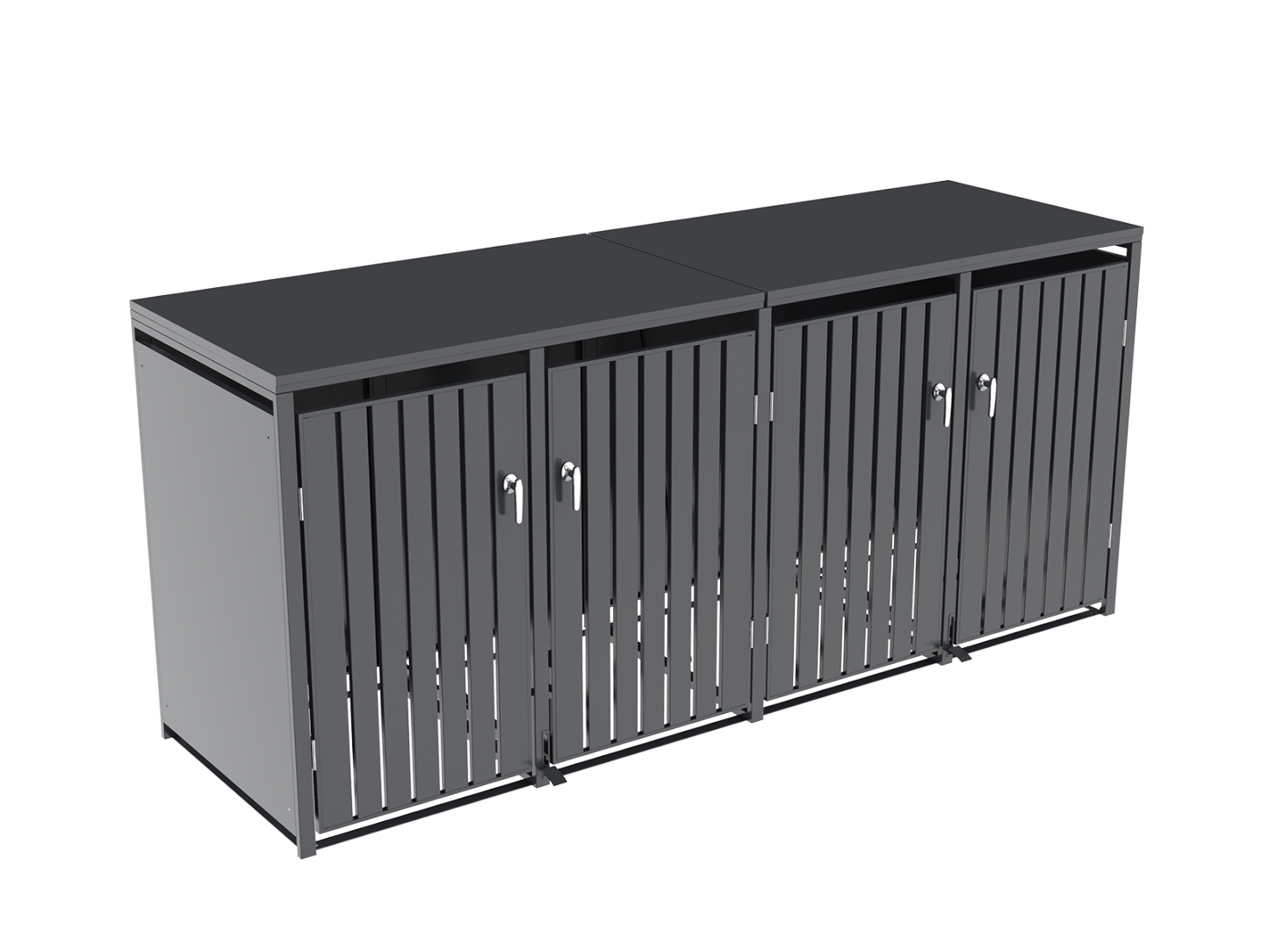 Anthracite Galvanized Steel Wheelie Bin Cover Pedal Opening | Quad