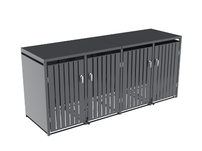 Anthracite Galvanized Steel Wheelie Bin Cover Pedal Opening | Quad
