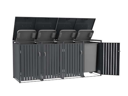 Anthracite Galvanized Steel Wheelie Bin Cover Pedal Opening | Quad
