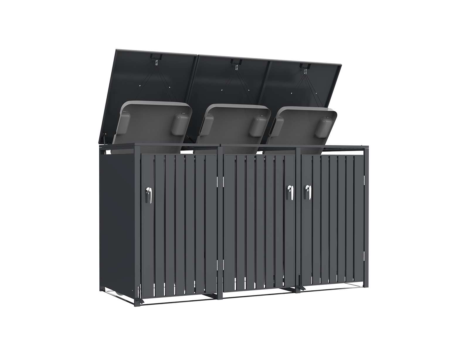 Anthracite Galvanized Steel Wheelie Bin Cover Pedal Opening | Triple | November Offers-Garden Furniture Centre-MidRange,Top Opening,Anthracite,Accessories,Wheelie Bin Covers,Storage Accessories,Wheelie Bin Storage,pedal,Triple,Sale,Monthly Offers-{collection_title}