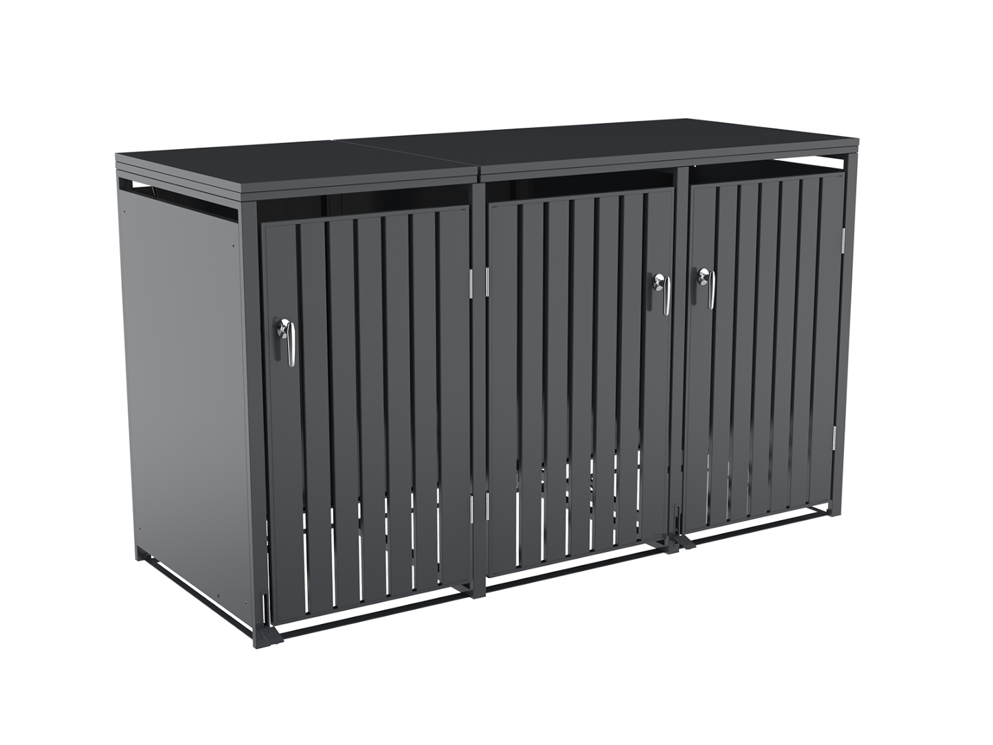Anthracite Galvanized Steel Wheelie Bin Cover Pedal Opening | Triple