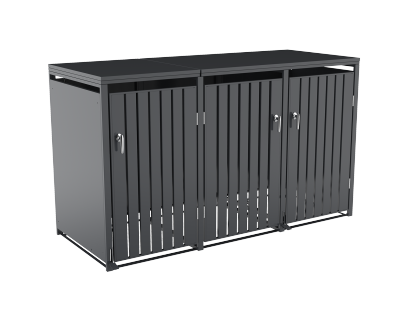 Anthracite Galvanized Steel Wheelie Bin Cover Pedal Opening | Triple