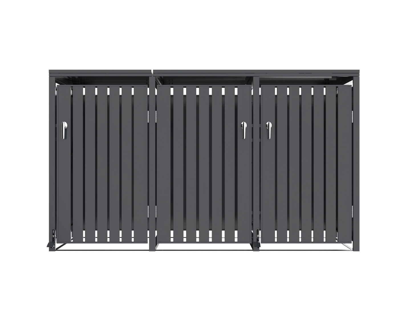Anthracite Galvanized Steel Wheelie Bin Cover Pedal Opening | Triple