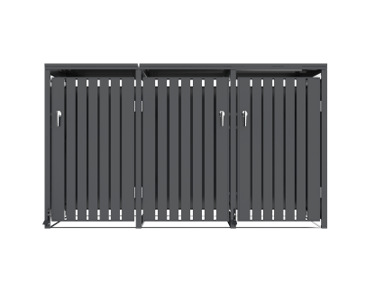 Anthracite Galvanized Steel Wheelie Bin Cover Pedal Opening | Triple