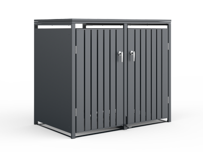 Anthracite Galvanized Steel Wheelie Bin Cover Pedal Opening | Double