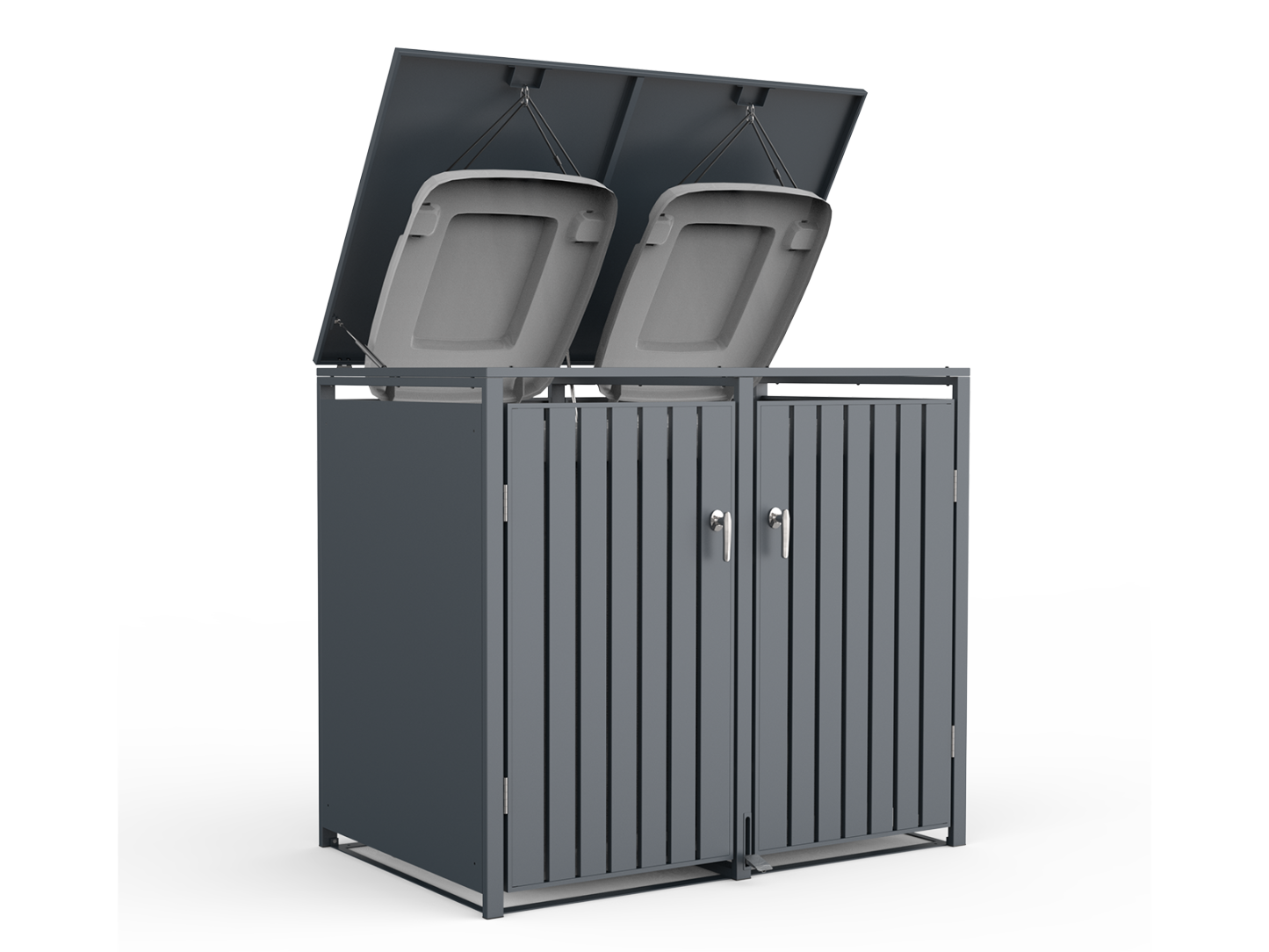 Anthracite Galvanized Steel Wheelie Bin Cover Pedal Opening | Double