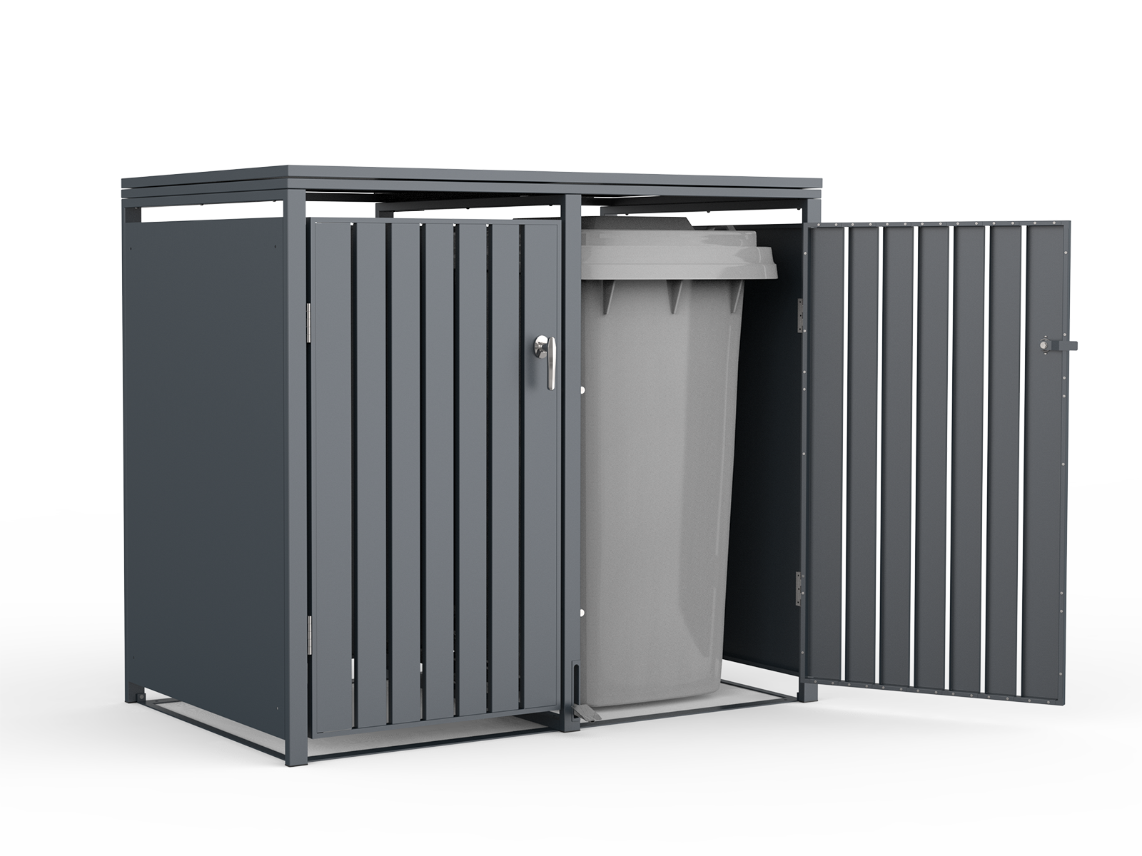Anthracite Galvanized Steel Wheelie Bin Cover Pedal Opening | Double