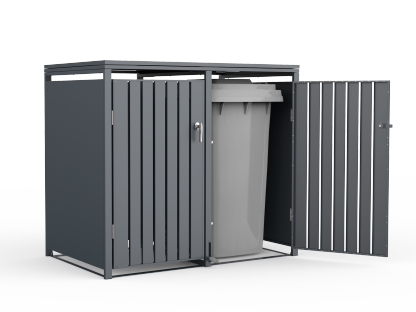 Anthracite Galvanized Steel Wheelie Bin Cover Pedal Opening | Double