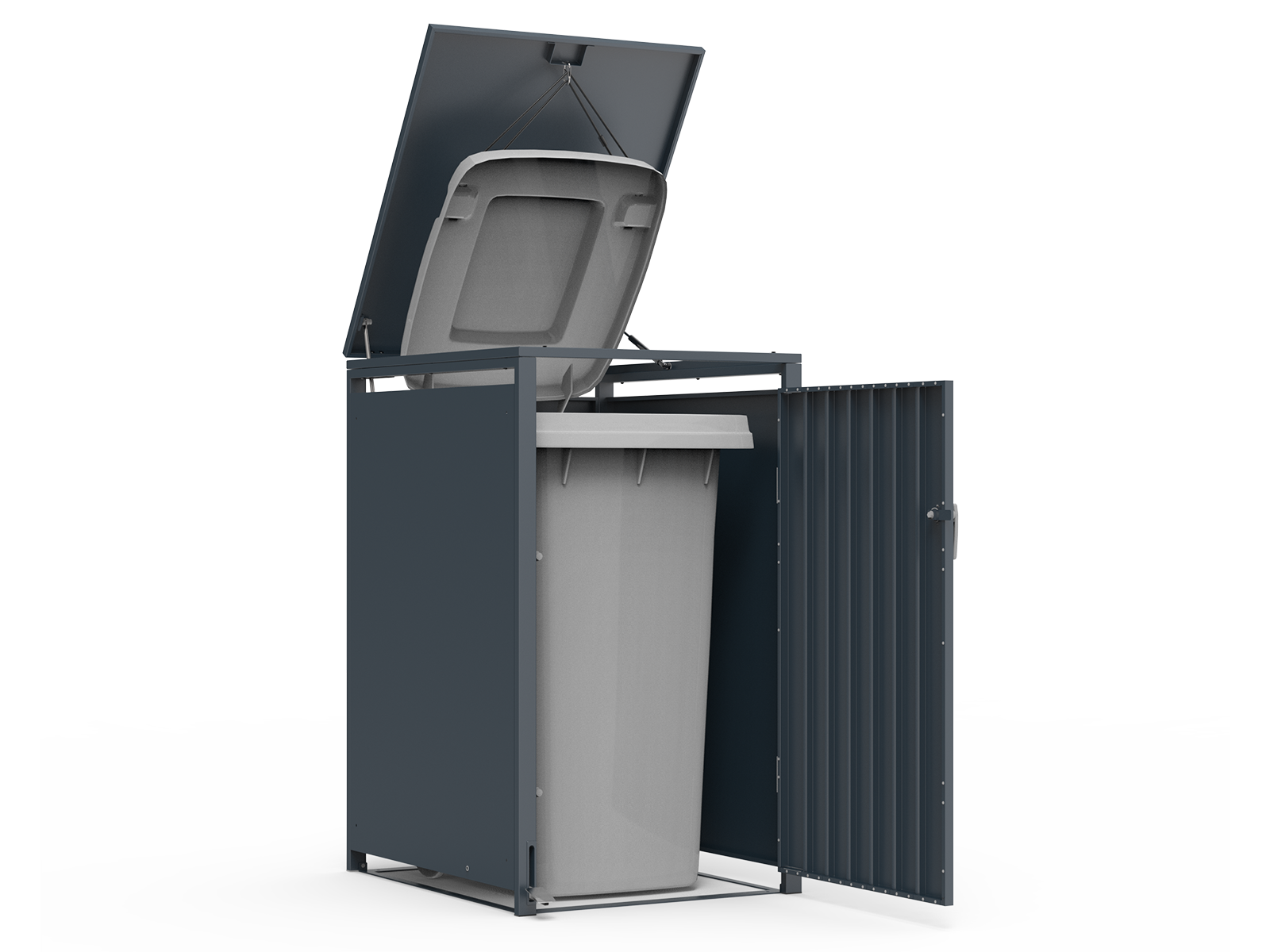 Anthracite Galvanized Steel Wheelie Bin Cover Pedal Opening | Single
