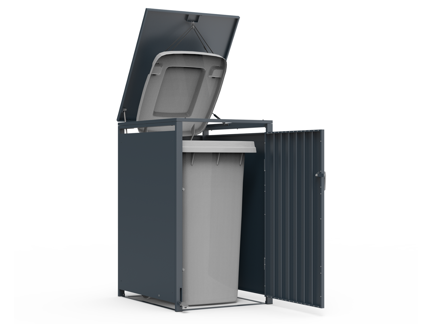 Anthracite Galvanized Steel Wheelie Bin Cover Pedal Opening | Single