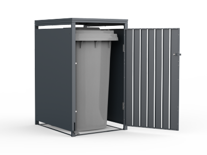 Anthracite Galvanized Steel Wheelie Bin Cover Pedal Opening | Single