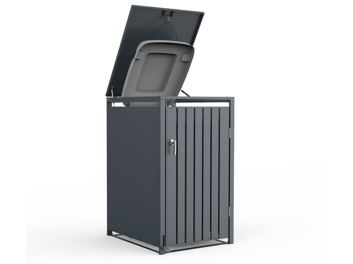 Anthracite Galvanized Steel Wheelie Bin Cover Pedal Opening | Single