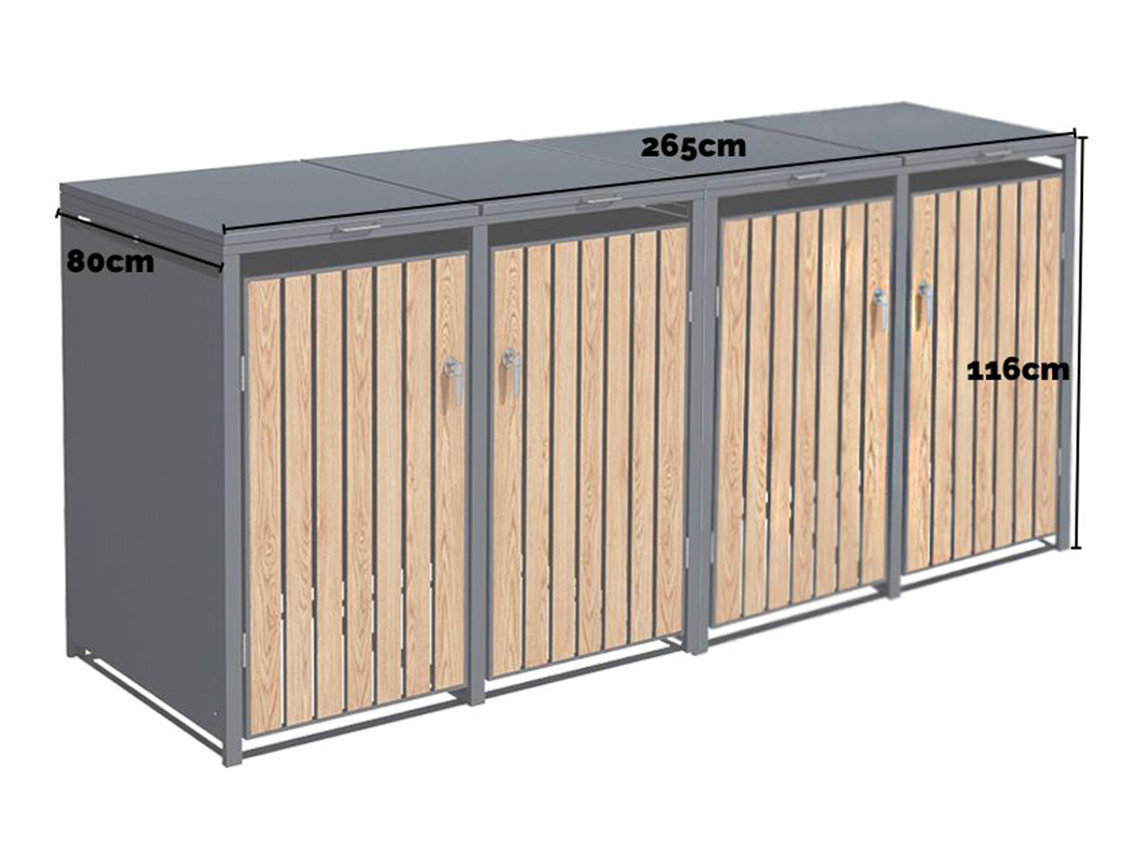Galvanized Steel Wheelie Bin Cover | Quad Set