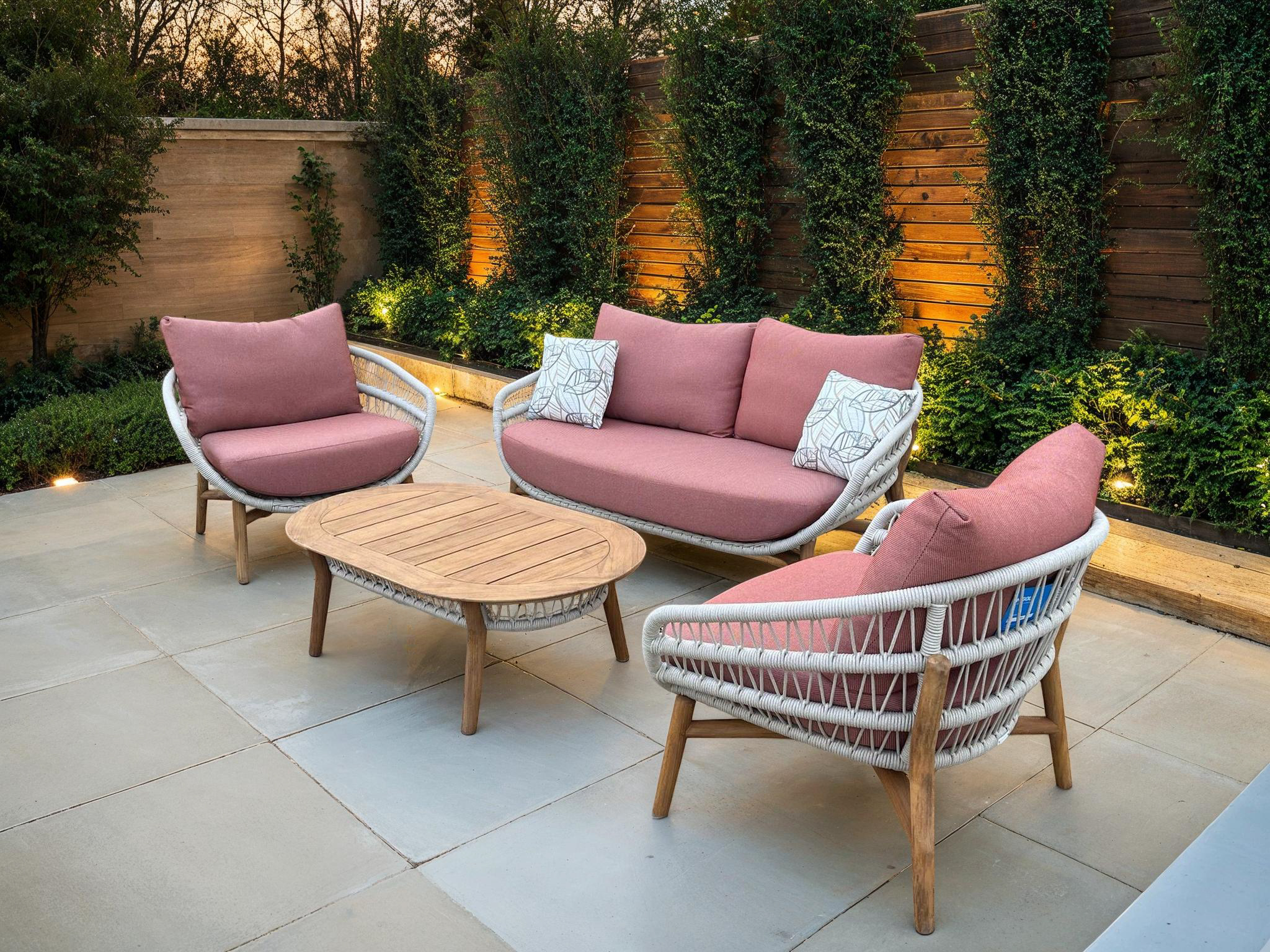 Vasca Rope 2 Seater Sofa Set | Beige Frame-Garden Furniture Centre-HighRange,lounge suite,Outdoor Furniture,Lounge Suites & Sets,HIGOLD Range,Teak,Teak Sets-{collection_title}