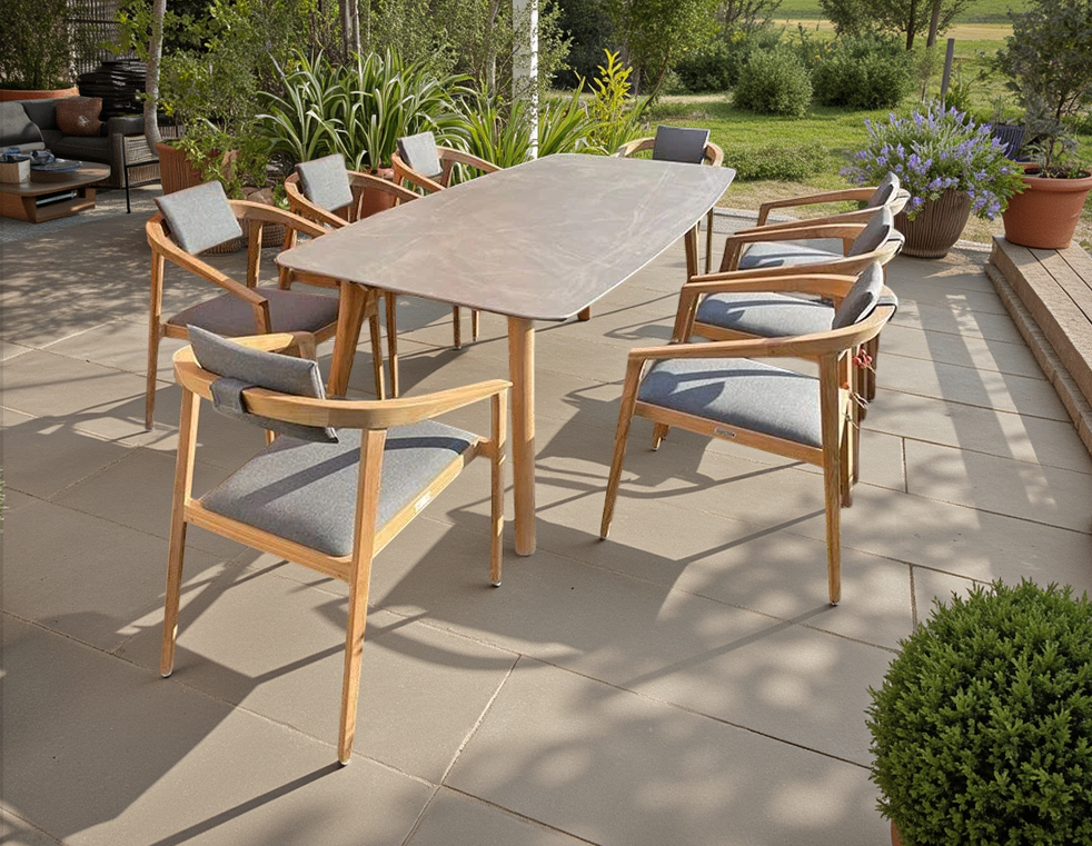 Mustique 8 Chair Dining Set | FSC® Certified-Garden Furniture Centre-HighRange,Teak,Tables,Dining Set,Outdoor Furniture,Teak Garden Furniture,FSC®,Outdoor Dining-{collection_title}