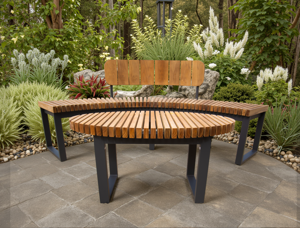 Mandalay Curved Backless Bench | FSC® Certified-Garden Furniture Centre-MidInstock,instock,MidRange,Backless,Outdoor Furniture,Teak Garden Furniture,Benches,FSC®,Teak Benches Benches,Tree Benches,Curved Benches,Teak,Teak Benches-{collection_title}