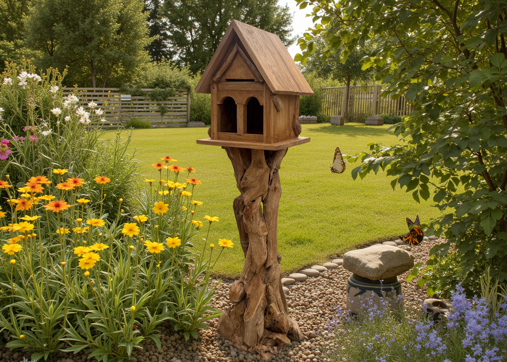 Teak Bird House | Medium-Garden Furniture Centre-LowRange,Teak,Accessories,Birdhouses & Bird Boxes,Pets & Wildlife-{collection_title}