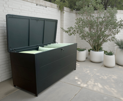Anthracite Cushion Storage Box | Galvanised Steel with Lockable Lid-Garden Furniture Centre-Outdoor Storage,Outdoor Cushions,Gazebo Accessories,Storage Accessories-{collection_title}