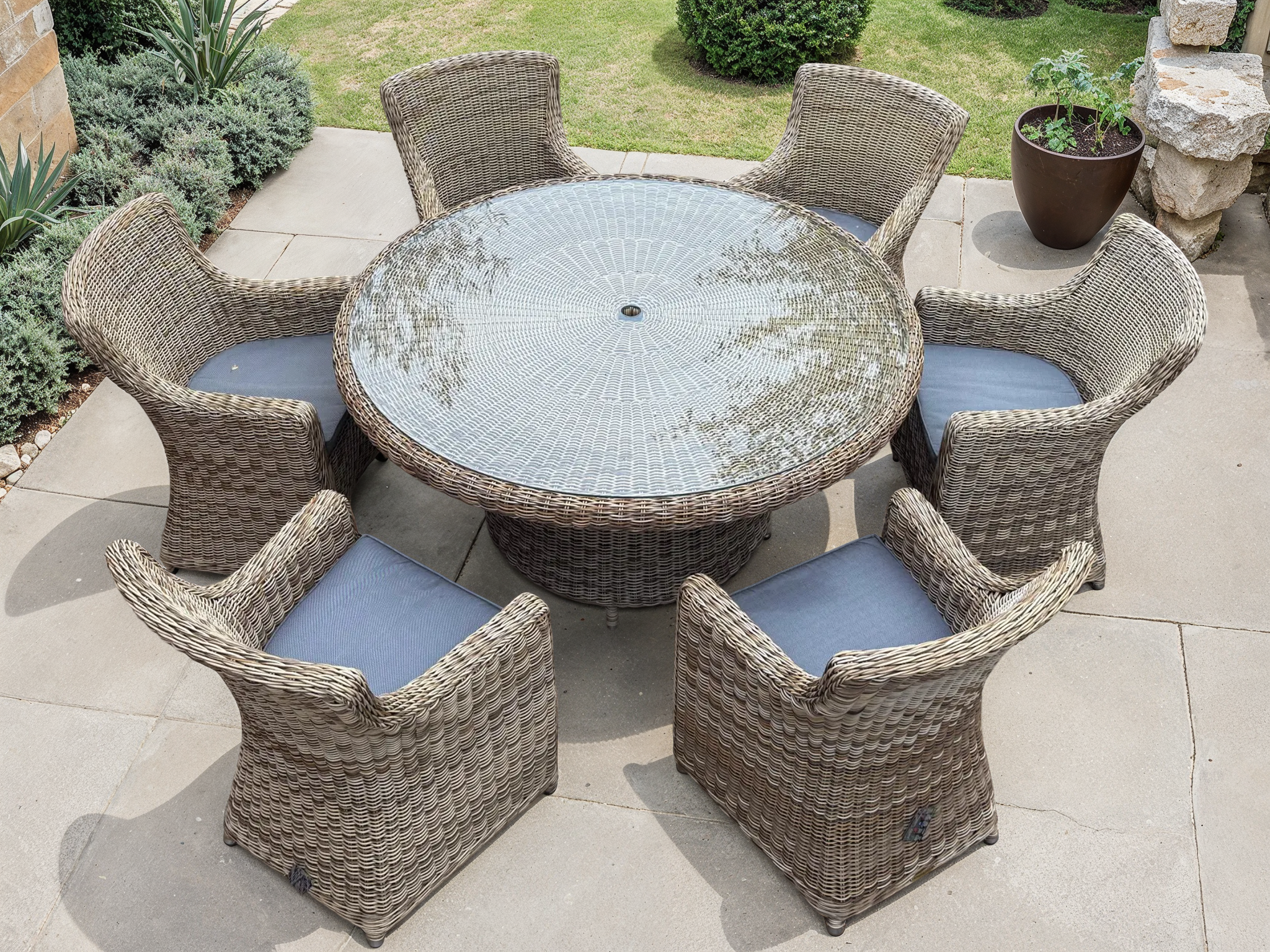 Seville 6 Chair Round Dining Set-Garden Furniture Centre-HighRange,Rattan,Outdoor Dining,Rattan Furniture,Outdoor Sale-{collection_title}