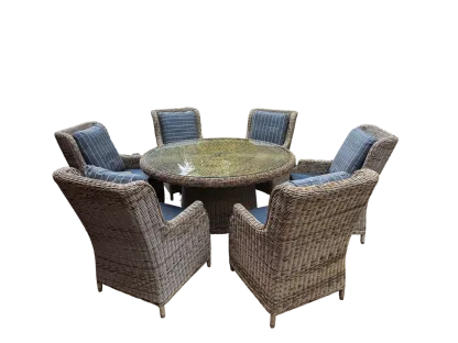 Valencia 6 Dining Armchair Round Set | Ex Display - perfect condition