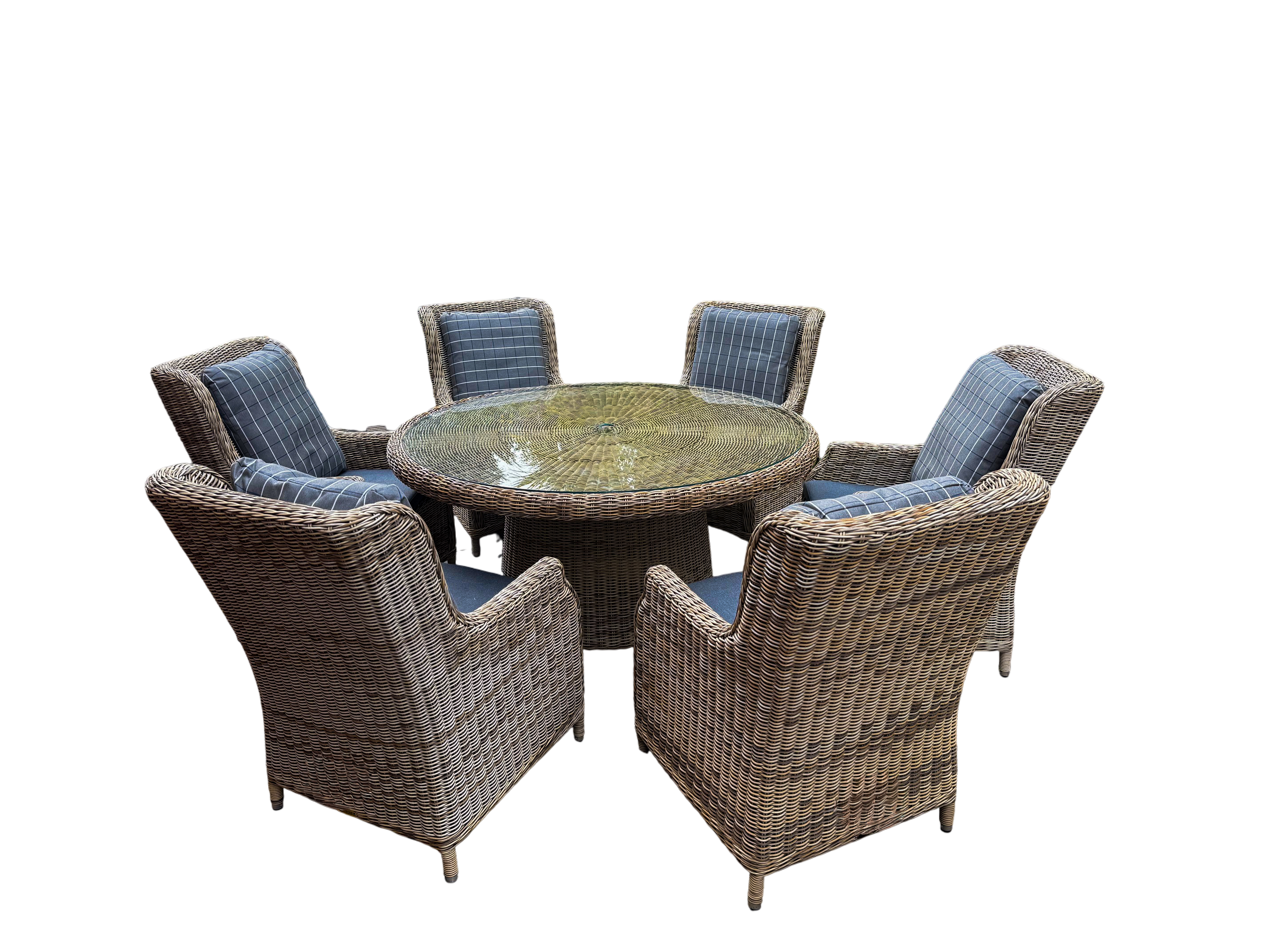 Seville 6 Dining Armchair Round Set-Garden Furniture Centre-Dining Set,Outdoor Dining,Outdoor Furniture,Rattan Furniture,Rattan Sets-{collection_title}