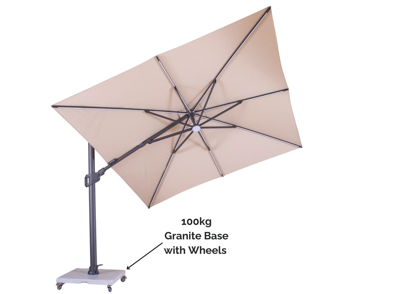 Sicily 3M Square Cantilever Parasol With LED Lights-Garden Furniture Centre-MidInstock,instock,MidRange,Cantilever Parasols,Cantilever Parasols Parasols,Parasols-{collection_title}