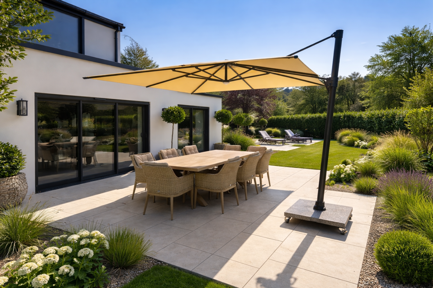 Sicily 3M Square Cantilever Parasol With LED Lights