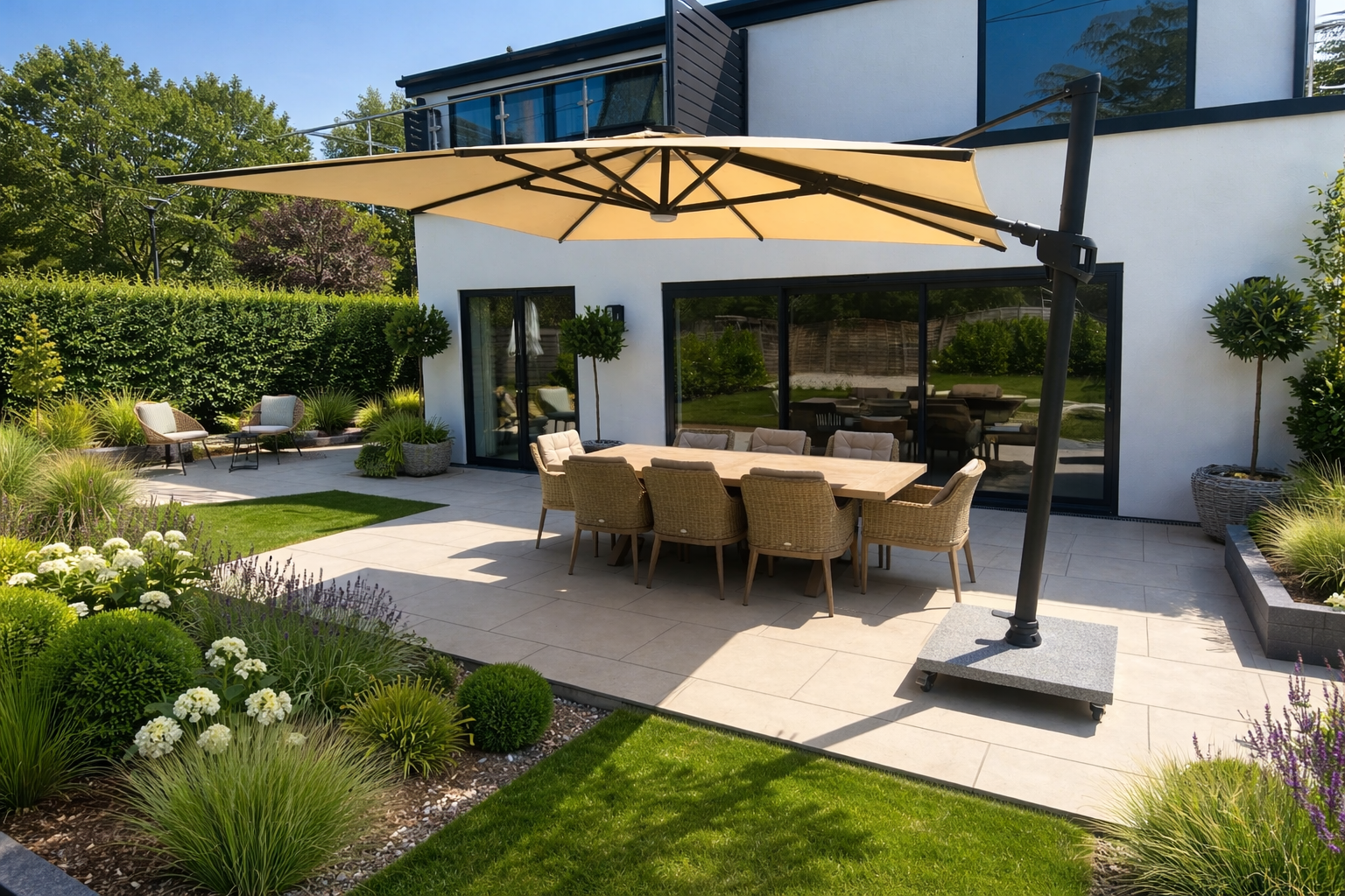 Sicily 3M Square Cantilever Parasol With LED Lights
