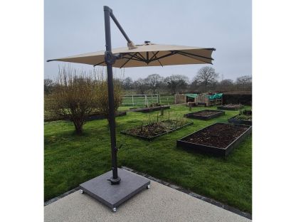 90kg Grey Sintered Stone Base with Wheels | Cantilever Parasols