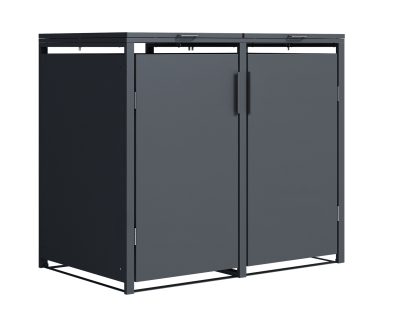 Anthracite Solid Panel Double Wheelie Bin Cover
