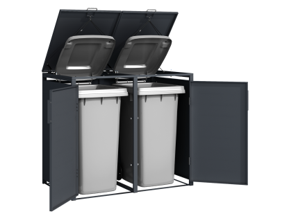 Anthracite Solid Panel Double Wheelie Bin Cover