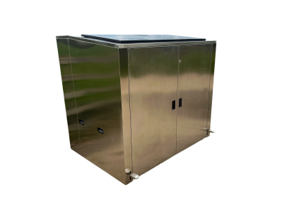 Stainless Steel Outdoor Wheelie Bin Storage Unit with Pedal Lid | 1100L