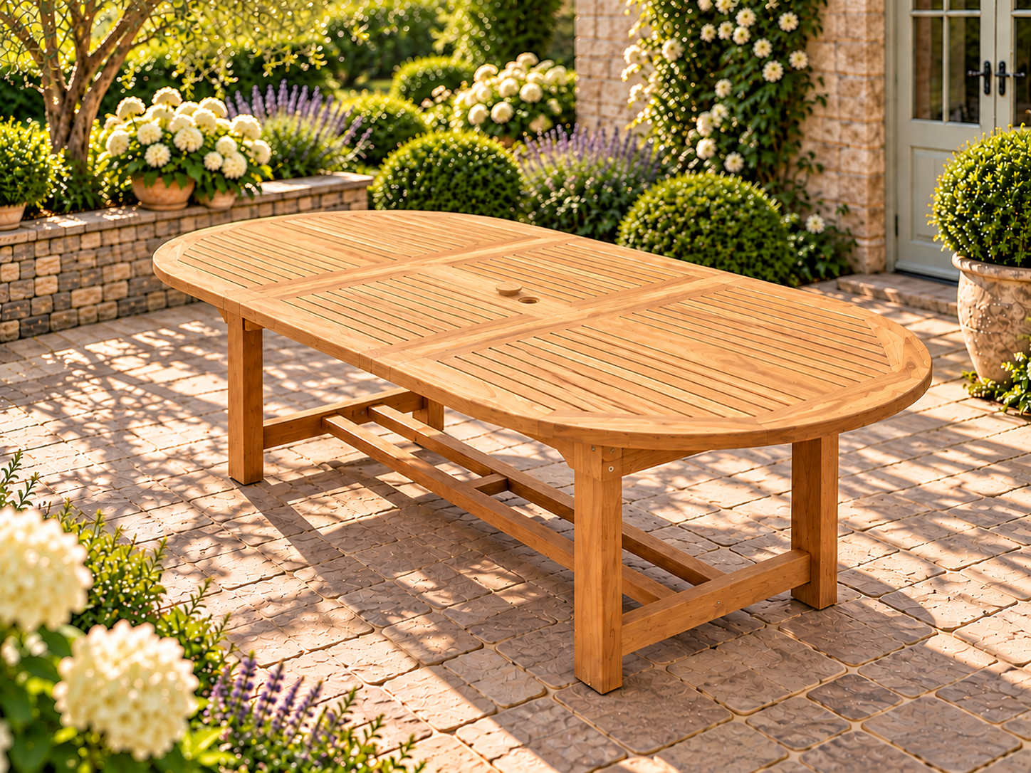 Chunky Oval Extending Teak Table | FSC® Certified