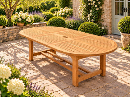 Chunky Oval Extending Teak Table | FSC® Certified