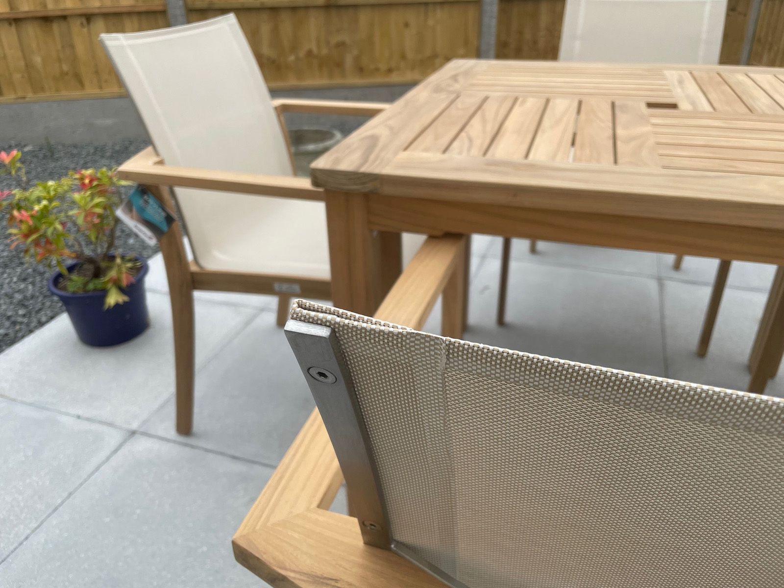 Windsor 90cm Table & 4 TNT Deluxe Stacking Chairs | FSC® Certified-Garden Furniture Centre-HighRange,Teak,Tables,FSC®,Outdoor Dining-{collection_title}