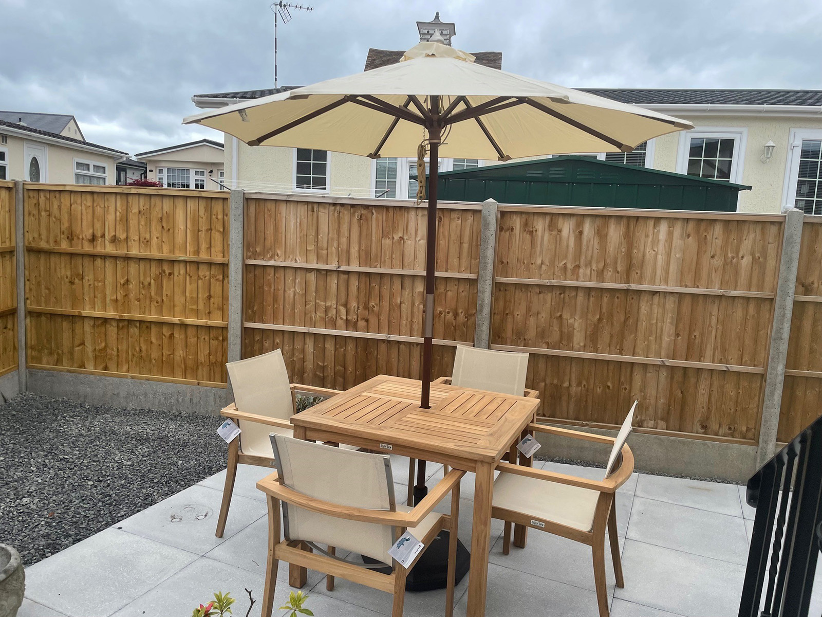 Windsor 90cm Table & 4 TNT Deluxe Stacking Chairs | FSC® Certified-Garden Furniture Centre-HighRange,Teak,Tables,FSC®,Outdoor Dining-{collection_title}