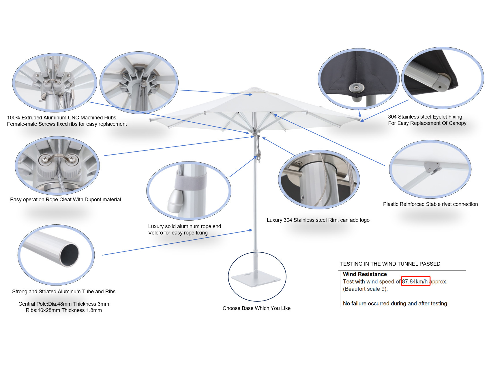 Tuscany Commercial Parasol | 3m Dia-Garden Furniture Centre-MidInstock,instock,MidRange,Commercial Parasols,Stand Alone Parasols Parasols,Parasols-{collection_title}