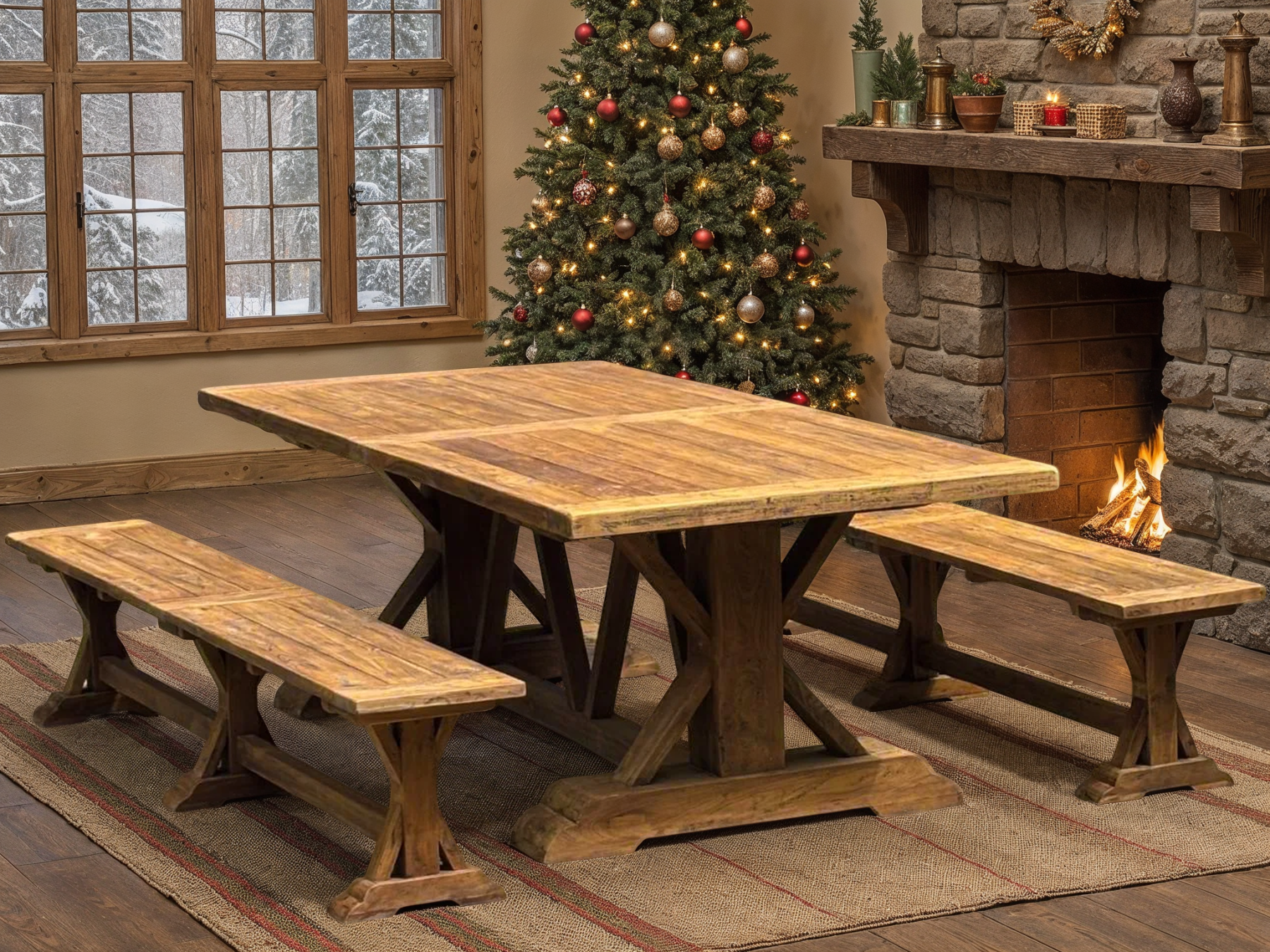 Valencia Reclaimed Teak Dining Bench Set