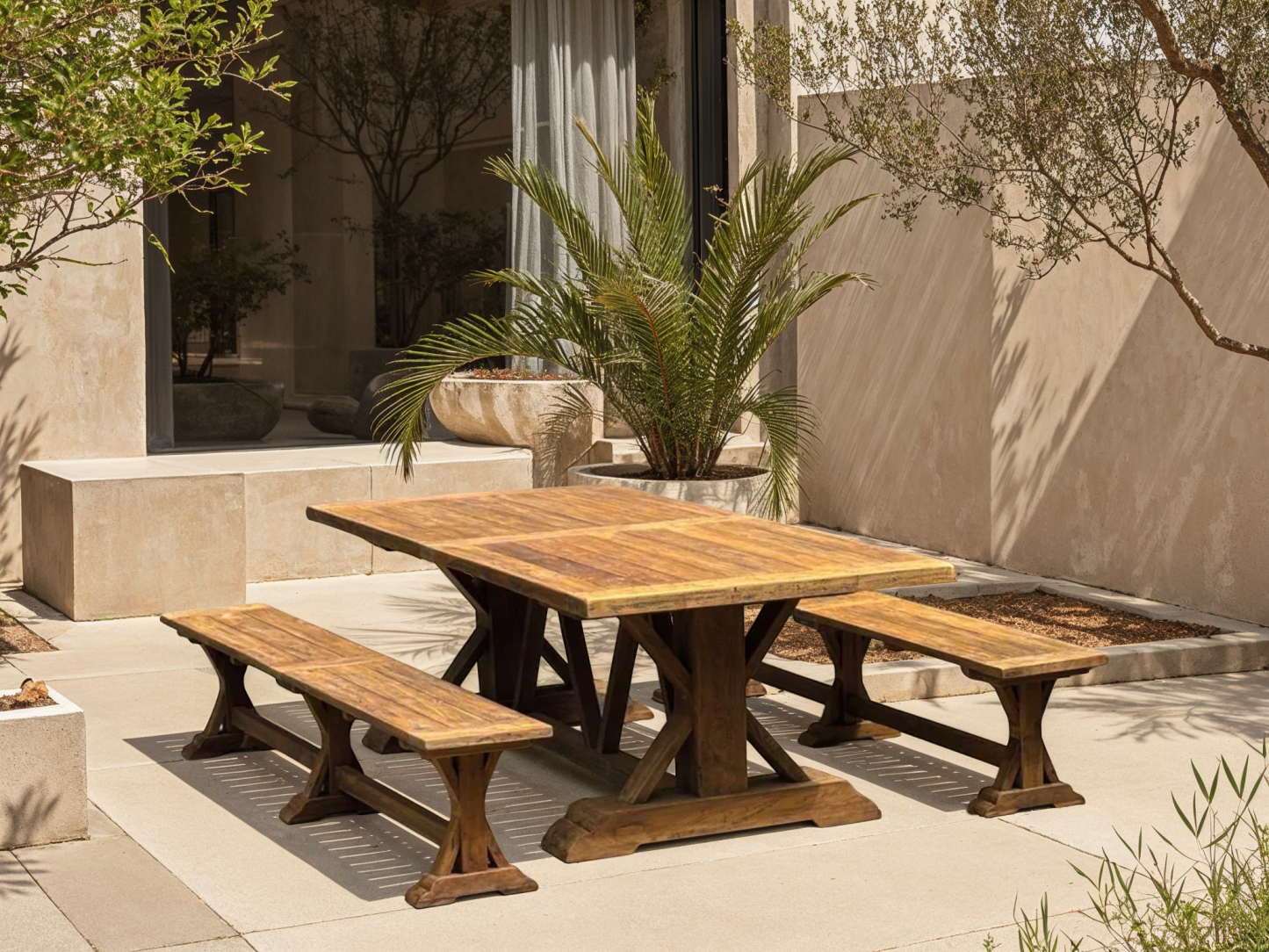 Valencia Reclaimed Teak Dining Bench Set-Garden Furniture Centre-Indoor Dining,HighRange-{collection_title}