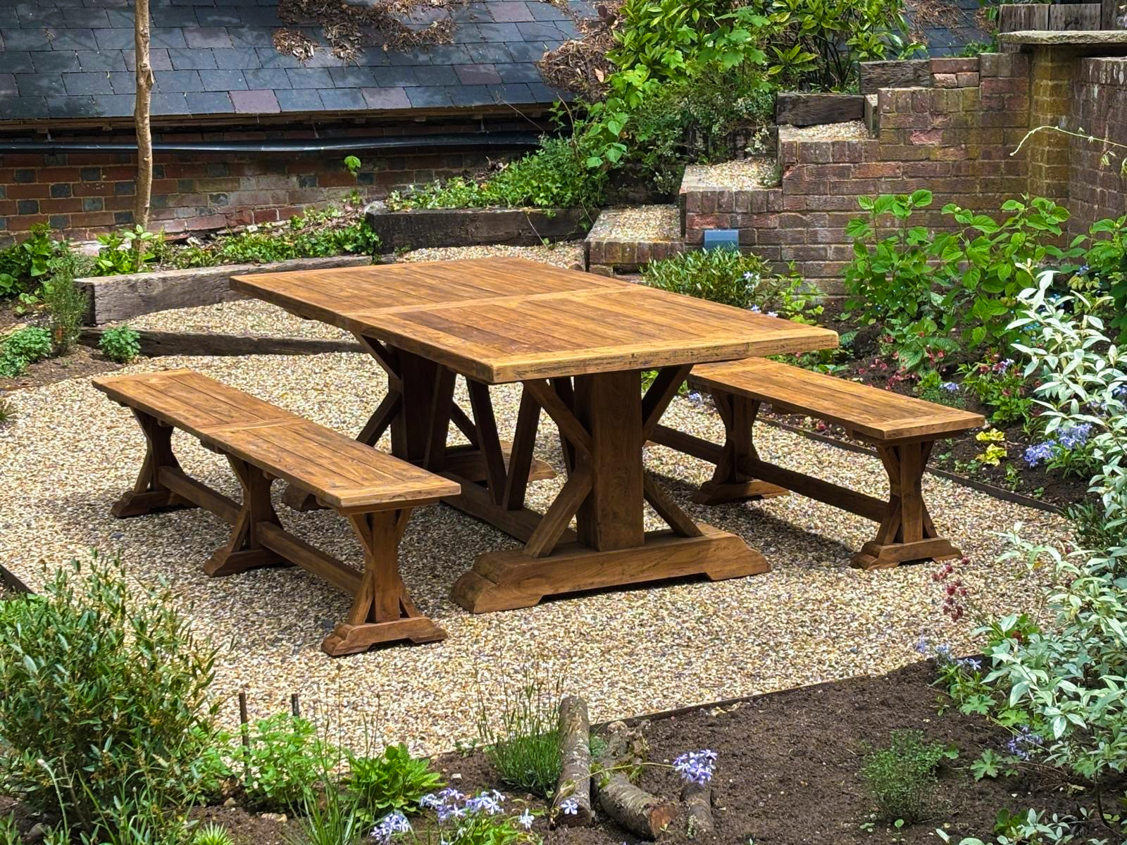 Valencia Reclaimed Teak Dining Bench Set-Garden Furniture Centre-Indoor Dining,HighRange-{collection_title}