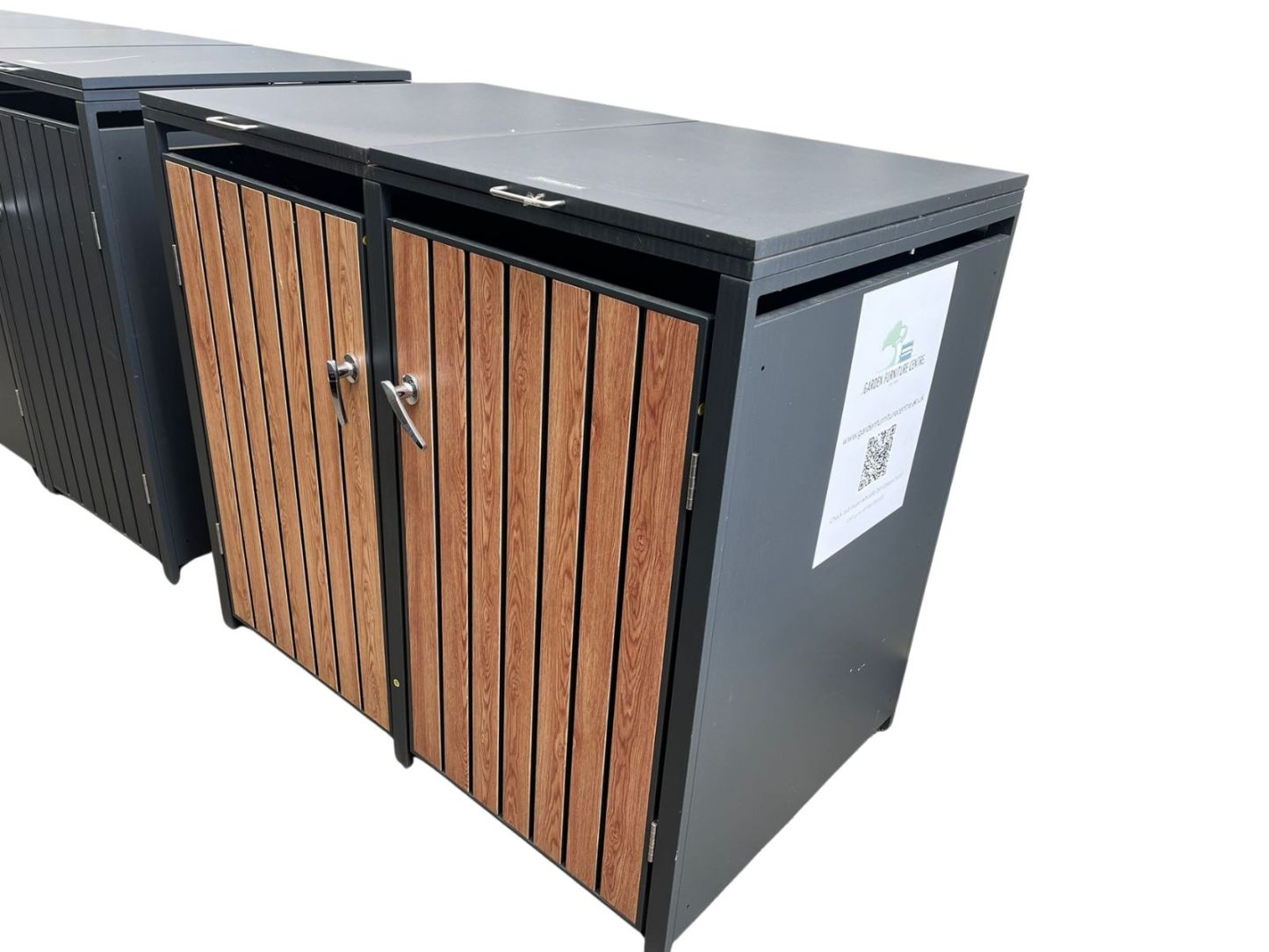 Galvanized Steel Wheelie Bin Cover Wood Effect | Double | Ex-Display-Garden Furniture Centre-MidRange,Accessories,Wheelie Bin Covers,Storage Accessories,Wheelie Bin Storage,Wood Effect,Double,Top Opening,Ex-Display,Showroom exdis,Sale-{collection_title}