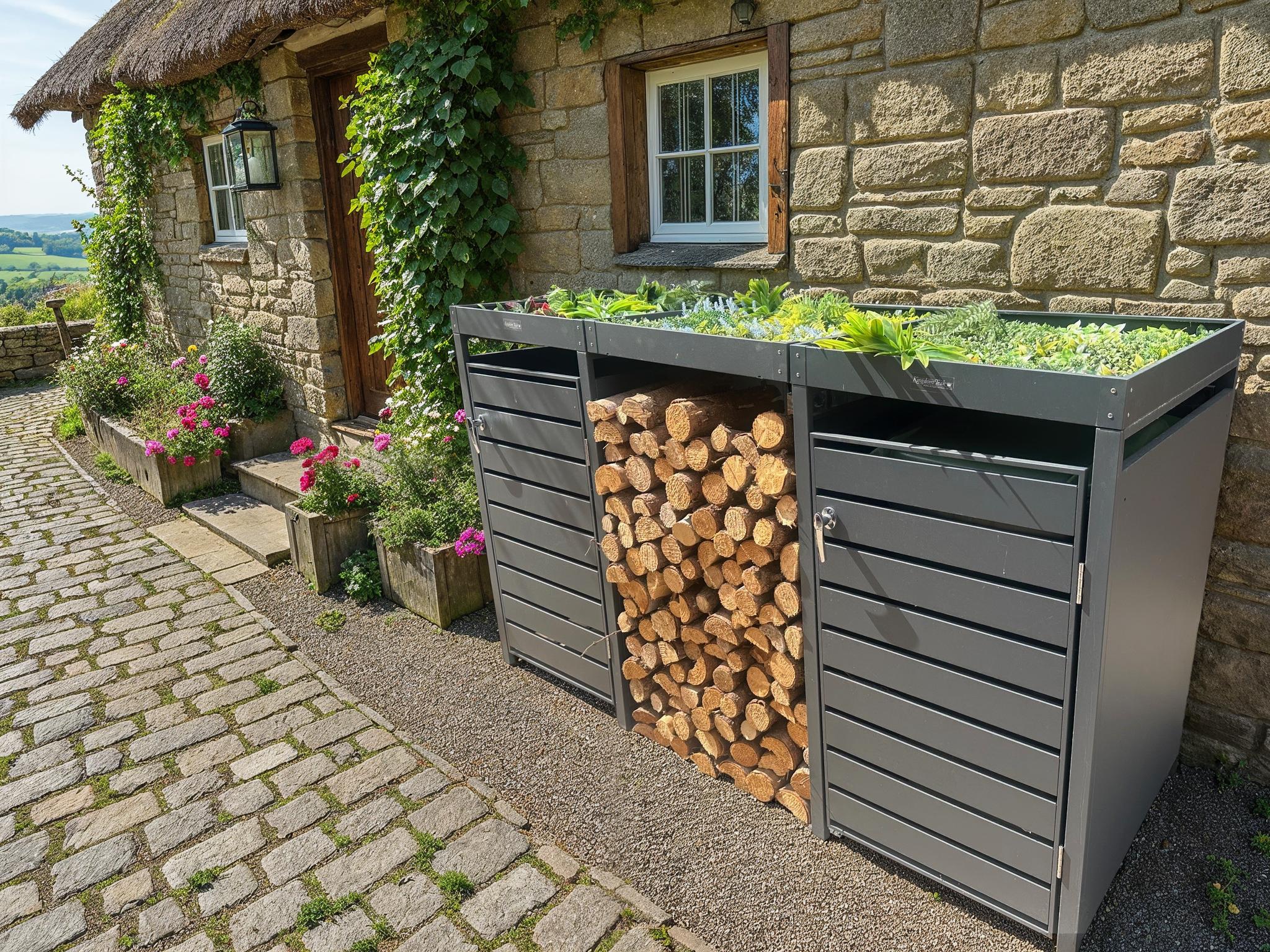 Single Anthracite Wheelie Bin Covers | Planter Log Store Connector-Garden Furniture Centre-Anthracite,Log Racks & Stores,Planter,Wheelie Bin Storage,48Hour Dispatch-{collection_title}