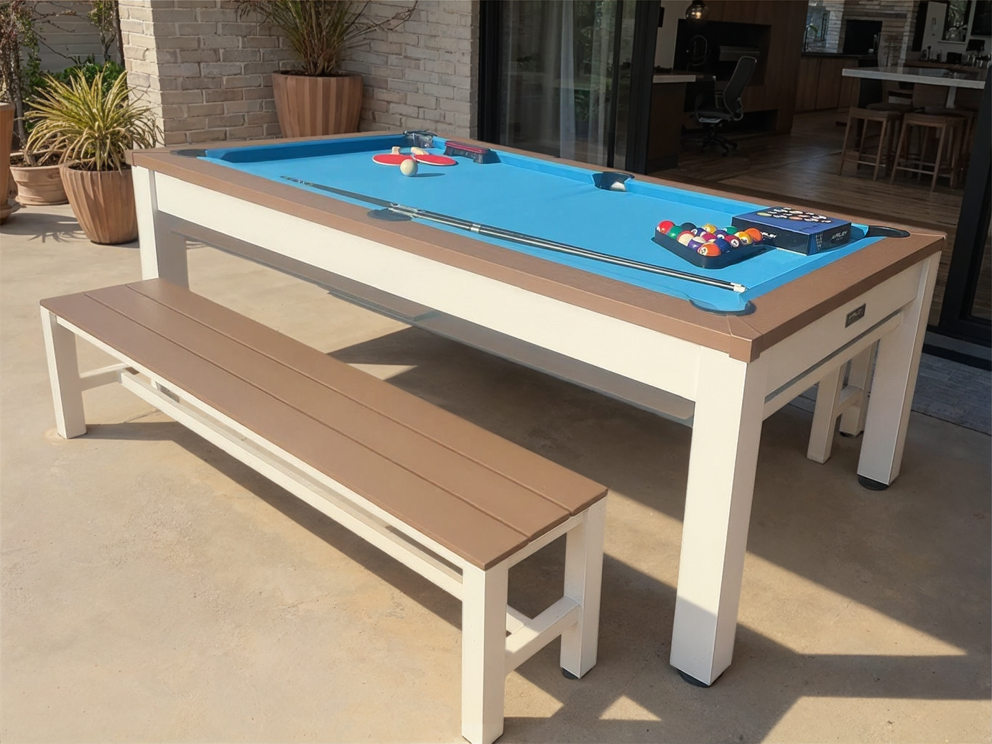 Outdoor Games Diner Table | Tan & White-Garden Furniture Centre-Games Tables,Accessories,HighRange,Tables,Outdoor Furniture,Outdoor Dining-{collection_title}