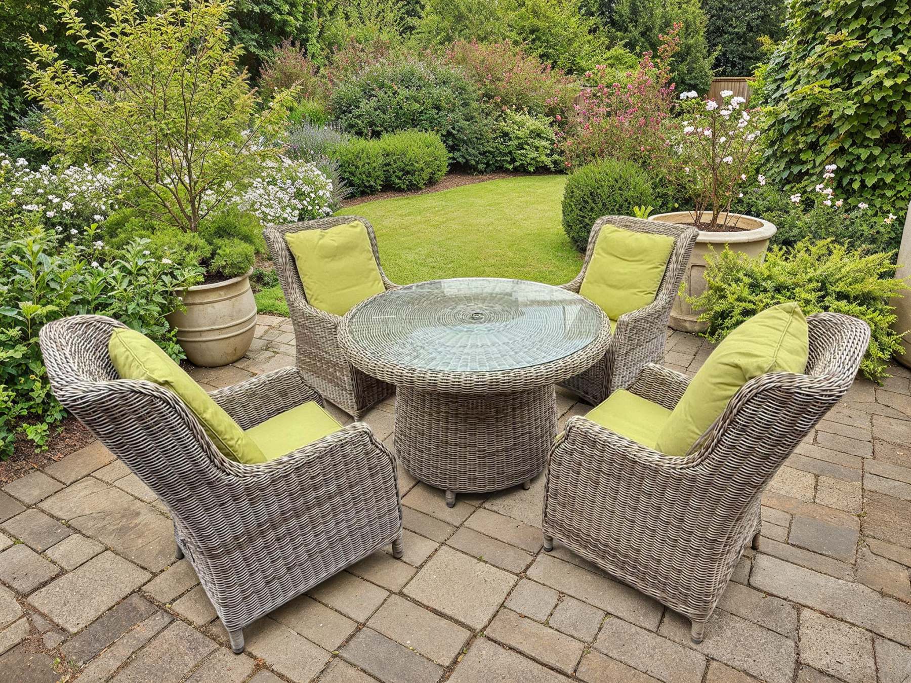 Dining Armchair Round 4-Seater Set-Garden Furniture Centre-HighRange,Rattan,Tables,Dining Set,Outdoor Furniture,Rattan Furniture,Outdoor Dining-{collection_title}