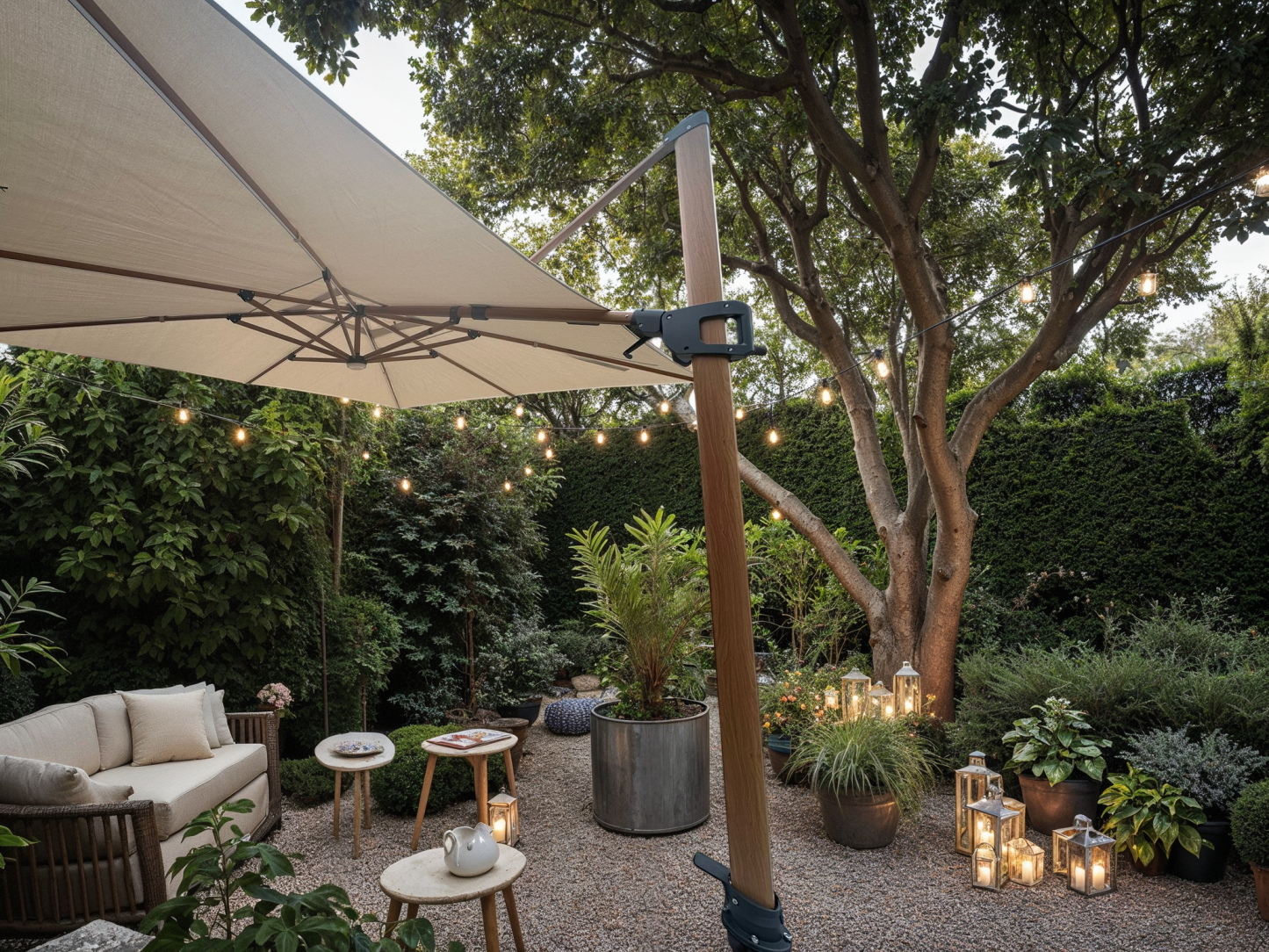 Pisa Cantilever 4m x 3m Parasol with LED lights-Garden Furniture Centre-Cantilever Parasols Parasols,Parasols,Home Page Gazebos & Parasols,Outdoor Furniture-{collection_title}